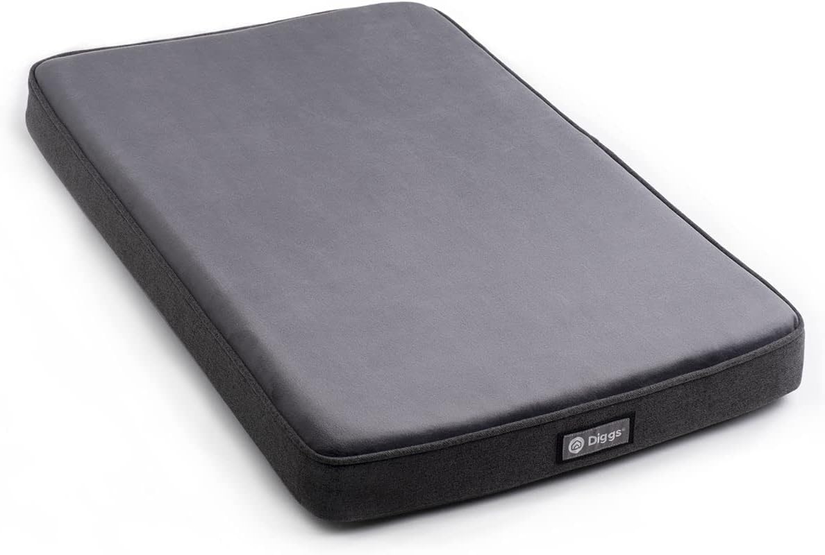 Diggs Snooz Dark Grey Dog Bed I Memory Foam Puppy Bed I Orthopedic Dog Bed I Perfectly Sized for Revol Dog Crate I Crate Pad Has Removable Cover for Cleaning (19 x 2.75 x 30.5) I Medium